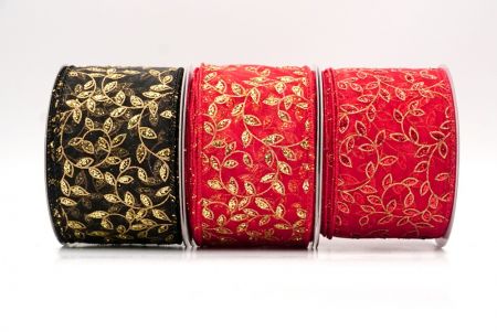 Festive Leaf Scroll Wired Ribbon_KF9843.KF9844.KF9845.KF9846.KF9847